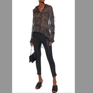 NWT IRO 'Calgary' Sheer Print Blouse Ruffle Sleeve